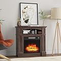TRONLEE 32" Fireplace Mantel with Central Cabinet, Includes 18" Freestanding 1400W Electric Fireplace, Remote Control, Compact Design for Living Room, Study, Bedroom (Walnut, HA211 31.7'' Mantel)