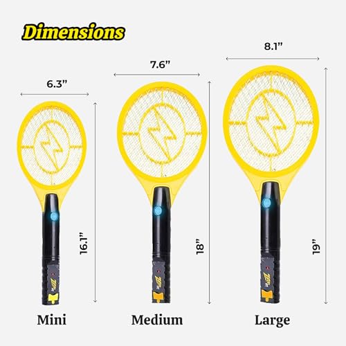 ZAP IT! 2-Pack Rechargeable Electric Fly Swatter Racket - 4,000-Volt Mini Mosquito Zapper with USB Charging and LED Light -Safe 3-Layer Mesh Bug Zapper Racquet for Indoors and Outdoors - Yellow