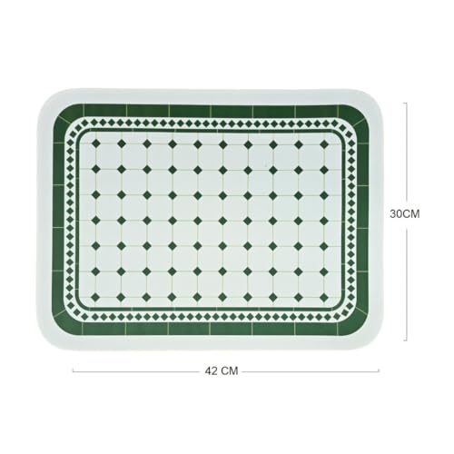 Image of Faux Leather Dining Table Placemats | Heat Insulation & Stain Resistant Waterproof Non Slip Dinner Table Mats | Perfect for Home, Kitchen, Restaurant, Office (Dark Green, Set of 2)