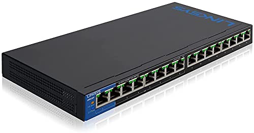 Linksys アンマネージPoE+ スイッチングハブ LAN 16ポート 10 / 100 / 1000Mbps ギガビット対応 金属筺体 静音設計 設定不要 5年保証 LGS116P-JP-A