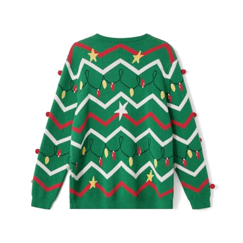 Men's and Women's Christmas Sweaters Unisex Classic Xmas Tree Long Sleeve Loose Pullover Couples Jumpers4