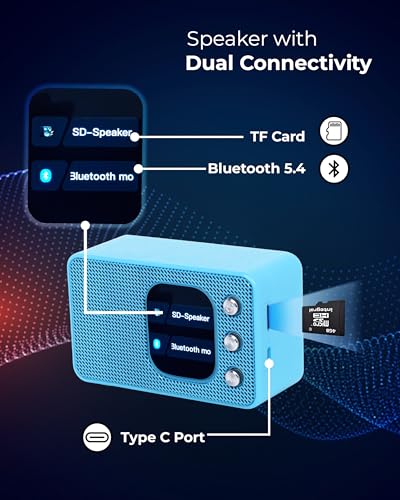 Image of WHITE SQUARE Mini Wireless Bluetooth Speaker 10W with Touch Screen, BT 5.4, 6H Battery, Type-C Charging, Dual Connectivity, Smart Display with Calendar, Calculator & Weather, Portable Speaker