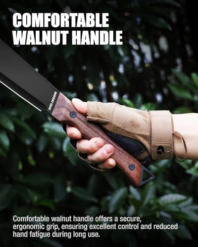 Image of Mossy Oak 19 inch Machete with Oxford Sheath, Sharp Heavy Duty Machete with Ergonomic Walnut Handle for Bushcraft, Outdoor Hunting, Garden Cutting Trees and Yard Work