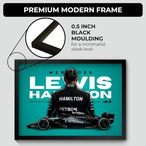 Image of Lewis Hamilton Merceds Poster | Framed Merceds F1 Car A4 Sized (31 x 23 cm) | Lewis Hamilton F1 Poster | Merceds Car Posters for Wall, Gift for Boys, Formula 1 Frames | Formula 1 Frame (F 244)