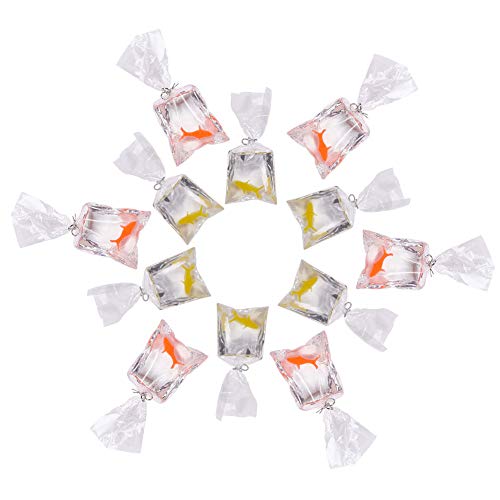 Sunnyclue 12pcs 2 colors resin goldfish shape fish water bag char…