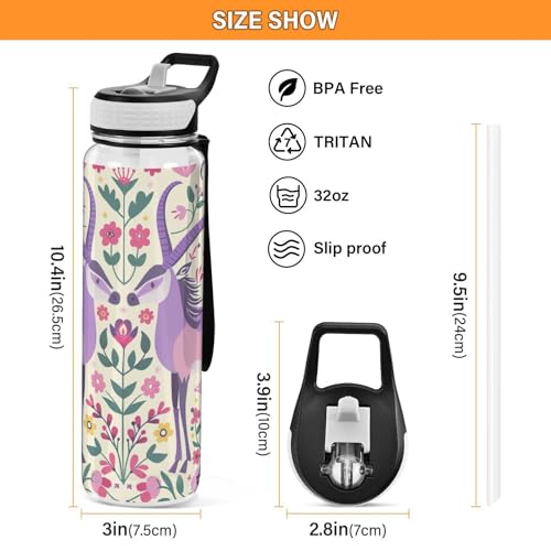 Bouteille d'eau avec paille Gemsbok pliable et non toxique sans BPA de 887 ml - 4