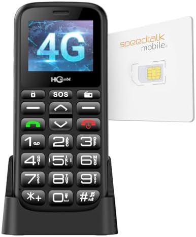 RS1 4G Unlocked Big Button Cell Phone for Elderly,Dual SIM Senior Phone with Bluetooth5.0, Clear and Loud Sound, with a Charging Dock, Type-C (Black)