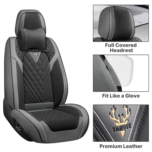 Image of Front Seat Covers for Ford Transit 150 /250 /350 Van 2015-2026, Black-Gray