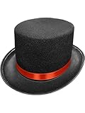 Adults Black Felt Top Hat With Red Hat Band Costume Accessory