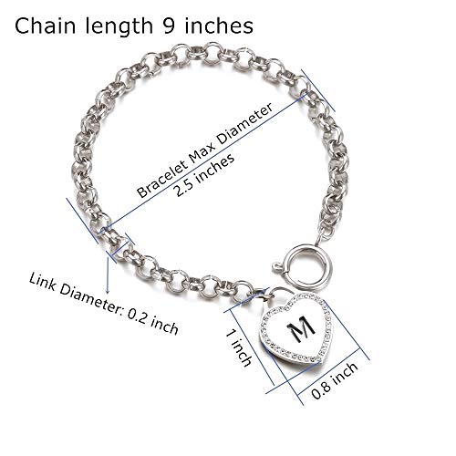 Image of CaleesLLC Letter A to Z Initial Charm Bracelet Adjustable Stainless Steel Anklet Personalized Wrist Link for Women