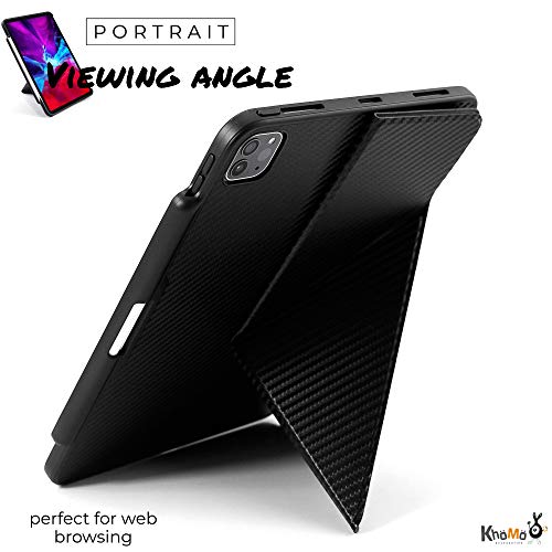 Khomo Ipad Case Pro 11 Case 2Nd Generation 2020 With Pencil Holder - Dual Origami Series - Horizontal And Vertical Stand - Supports Apple Pen Charging - Carbon Fiber #TOP4
