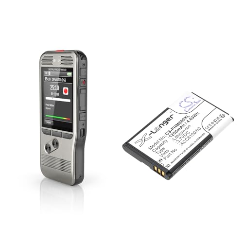 TCTK Akku 1250mAh Kompatibel mit [Philips] DPM6000, DPM7000, DPM8100, DPM8500, Pocket Memo DPM6000, Pocket Memo DPM7000, DPM8000 Ersetzt 8403 810 00011, ACC8100, ACC8100/00 FBA