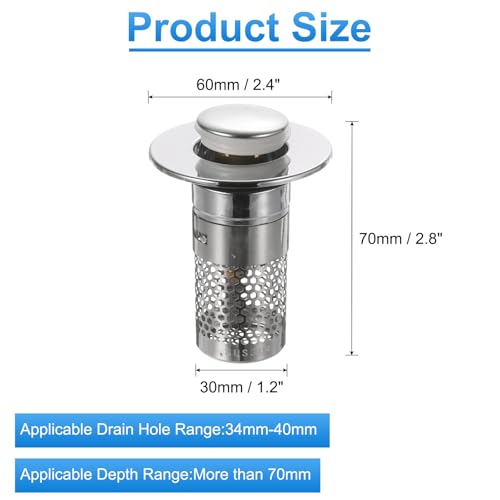Tapón para lavabo de baño de acero inoxidable miniatura 2