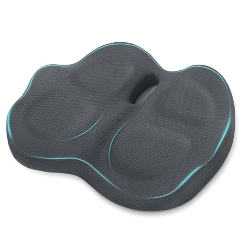 Retazly Cojín Coxis Ortopédico de Espuma Viscoelástica, Cojín Silla Oficina Ergonómico con Funda Lavable y Transpirable, Base Antideslizante, Alivio del Dolor Cojin Asiento, Gris