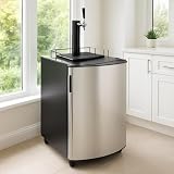 128L Beer Kegerator,Draft Beer Dispenser, Full Size Stainless Steel Keg Refrigerator With Drip Tray, Fits 1/2 Keg, 1/4 Pony Keg, (2) 1/6 Kegs,32°F- 50°F Temperature Control