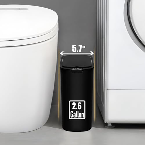 tipgo automatic motion sensor bathroom trash can with lid 26 gallon touchless trash bin smart garbage can plastic slim wastebasket for bedroom office dorm black