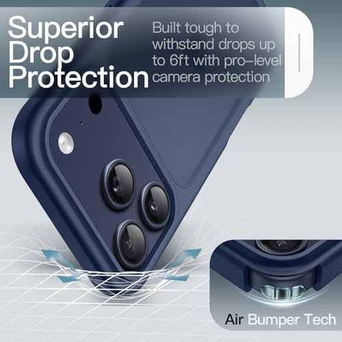 Image of JETech Matte Case for iPhone 17 Pro Max 6.9-Inch, Shockproof Military Grade Drop Protection, Frosted Translucent Back Minimalist Phone Cover, Anti-Fingerprint (Dark Blue)