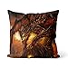 poduszka World of Warcraft poduszka nadruk żółte lniane poduszki sofa poduszka kwadratowa grafika 40 x 40 cm