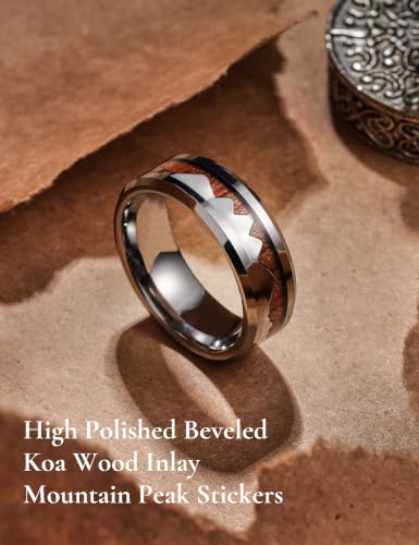 Image of King Will Nature Koa Wood Inlay Tungsten Carbide Wedding Ring for Men