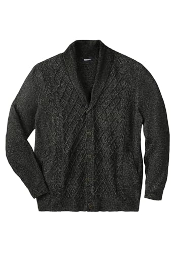 KingSize Men's Big & Tall Soft Cable Knit Shawl Collar Cardigan