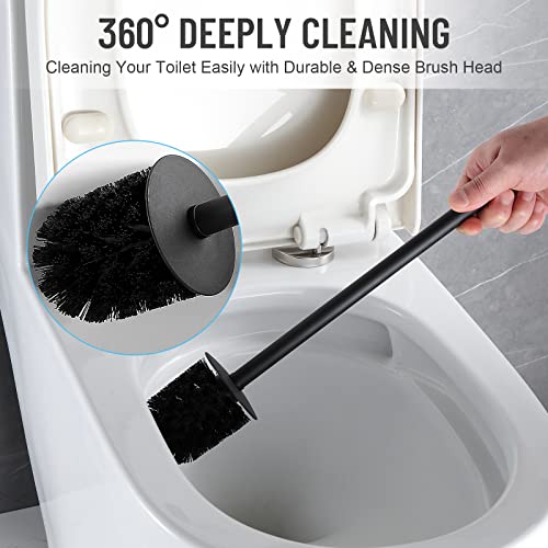 Image of BVL Toilet Brush and Holder Black Toilet Bowl Brush for Ceaning with Stainless Steel Handle Freestanding