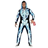 Morph Electric Skeleton Costume for Men, Adult Skeleton Jumpsuit, Halloween Skeletal Outfit for Men, Large