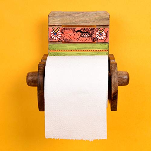 Image of Aakriti Art Creations Indian Soul Handcrafted Madhubani Toilet Roll for Home and Kitchen | Kitchen Accessories | Bathroom Organiser | Indian Handicraft | Handcrafted Home Decor Gift