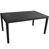 Rattan-Look Multistore 2002 Gartentisch in Rattan-Optik 150x90x72cm Kunststoff Gartenmöbel Terrassenmöbel Terrassentisch - Anthrazit