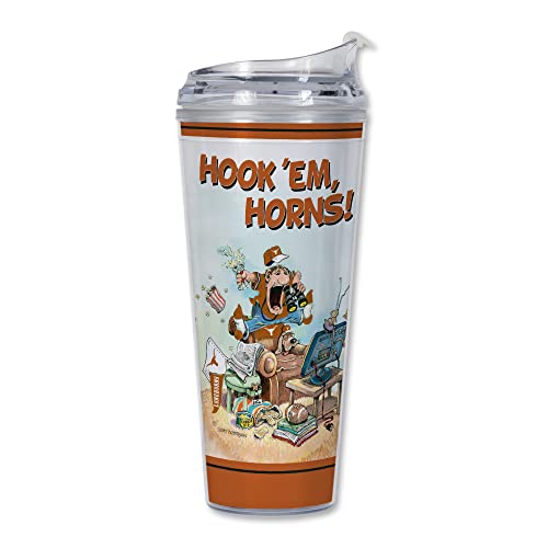 Rico Industries NCAA Texas Longhorns The Fan by Gary Patterson 24oz Acrylic Tumbler with Hinged Lid