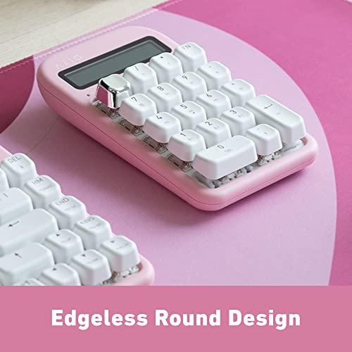 Image of AZIO IZO Wireless Mechanical Calculator & Number Pad (Pink /Silver) - Bluetooth 5.0 & USB, Gateron-Red Mechanical Switch, 9 Backlight Modes, Rechargeable, PC & Mac Compatible, Pink Blossom (IN408)
