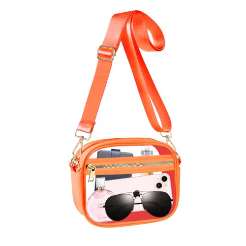 Image of Fibrdoo Clear Bag Stadium Approved, Leather Clear Crossbody Purse Bag for Concerts Sports Events Festivals