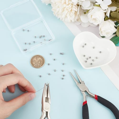 UNICRAFTALE 40Pcs Stainless Steel Crimp Beads Locker Seperator Beads Column Beads Cord End Caps Metal Stopper Crimp Beads for Bracelets and Necklaces Jewelry Making - Image 4
