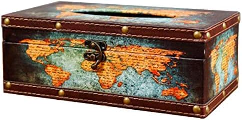 Tissue Box Holder - Waterproof Rectangular Tissue Box Cover for Home, Office & Car Decor (Green Map)