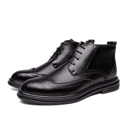 Men's Wingtip Brogue Oxford Dress Boots,Fashion Cap-Toe High Top Lace Up Chukka Boots Leather Classic Retro Ankle Boots4