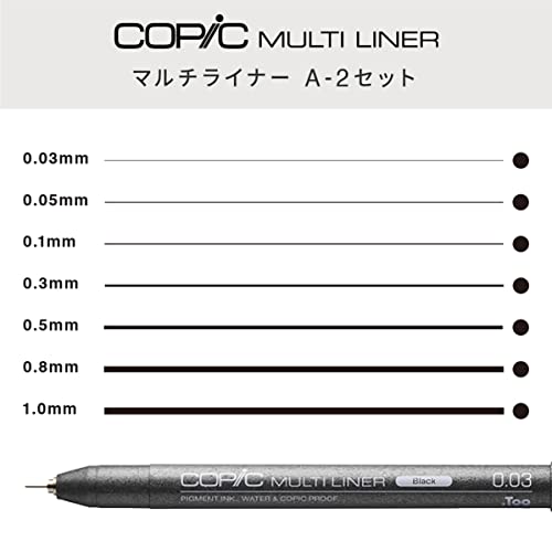 COPIC MUILTILINER Black A2 set (7pcs)