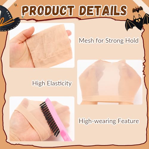 JOLYEAK 2 pcs Bald Caps Latex Bald Cap with Nylon Wig Caps Makeup Costume Accessories Adult Cosplay Party Supplies - Thumbnail 4