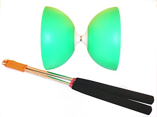 Henrys Circus Diabolo Grün mit ULK2 Weiss + Alustäbe