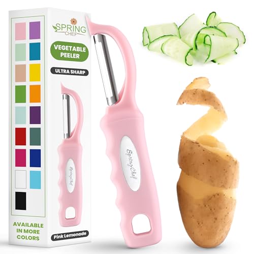 Image of Spring Chef Swivel Vegetable Peeler with Soft Grip Handle, Pink Lemonade