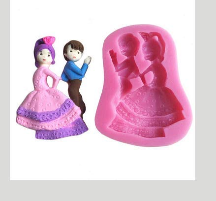 ATY Silicone Dancing Boy and Girl Valentine Couple Fondant Cake Decorating Mould
