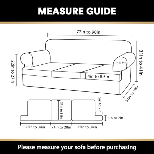 Princedeco PART-PDSOFA-3R-3TCUSHION-IVORY-BL T Cushion Sofa Slipcover 4 Pieces Sofa Covers thumb #1