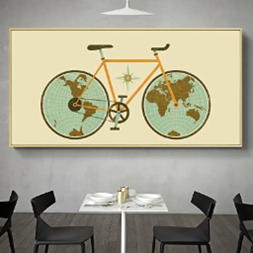 Dsdsgog Wall Art Mappa su Ruote di Bicicletta