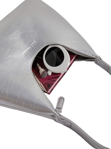 Verdusa Women's Metallic Hobo Shoulder Bags Top Handle Handbag Zipper Purses3