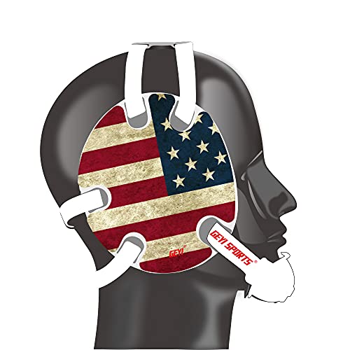 Geyi Wrestling Headgear with American Old Flag Decals (White)