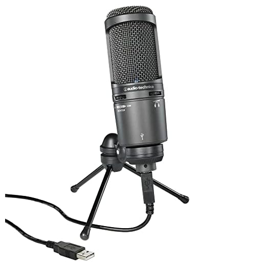 Audio-Technica AT2020USB+ Kondensatormikrofon mit Nierencharakteristik (USB Anschluss) für Voiceover, Podcasting, Gesang oder instrumentale Live-Aufnahmen