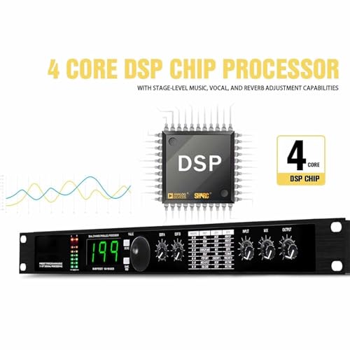 McbeAn Procesador de Audio Profesional Ecualizador, Procesador DSP Reverb Digital, 99 Programas Preestablecidos, 199 Efectos de Sonido, Multi-Efectos Reverb/Delay/Chorus, para Estudio de Grabación miniatura 3
