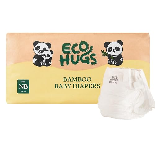 Ecohugs Organic Bamboo Diapers Size Nb | Ultra-Soft Disposable Baby Diapers cover
