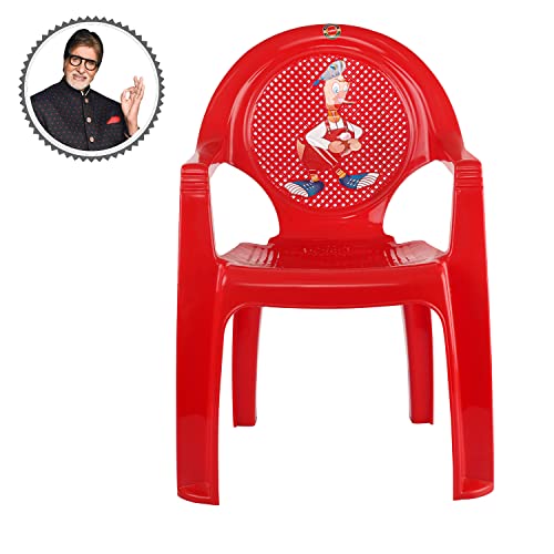 Image of Cello New Tulip Comfortable Kids Chair, Red | 100% Polypropylene Stackable Chairs | Dust Free | Strong and Durable | Backrest for Study Chair /Dining Room /Bedroom /Kids Room /Living Room /Indoor-Outdoor