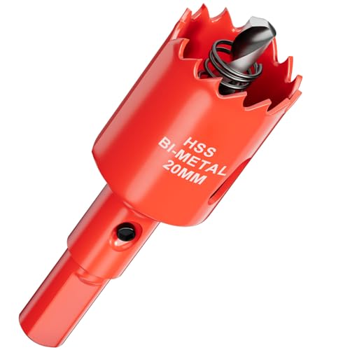 20mm Bi-Metal Hole Saw with Arbor and Pilot Bit - Fast Cut Quality Hole Cutter Drill Bit for Wood Plywood Fiberglass Plastic Drywall and Stainless Mild Sheet - 25mm Cutting Depth