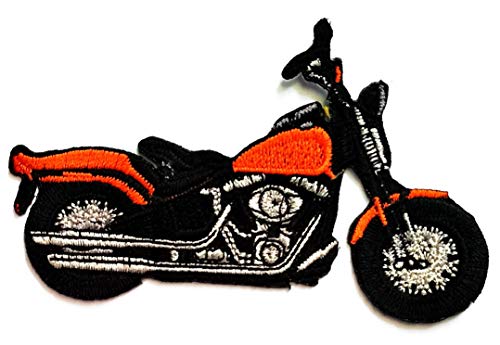 Nipitshop Orange Chopper Motorcycle Classic Bike Racing Cartoon Embroidered Patch