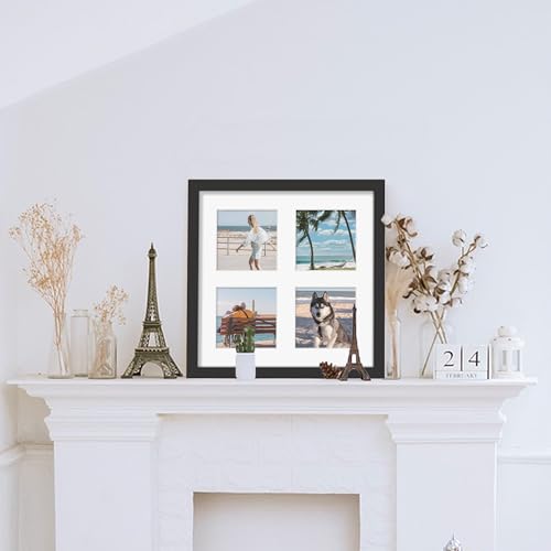 Image of DUENPY 10x10 Collage Picture Frame 4x4 Picture Frames Collage Wall Decor Displays Four 4x4 inch Photos Available Horizontal Wall Mounting Display and Vertical Black